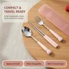 3Pcs Cute Cat Kids Tableware Set Stainless Steel Spoon Fork Chopsticks Portable Cutlery Kit For Student School Travel Use