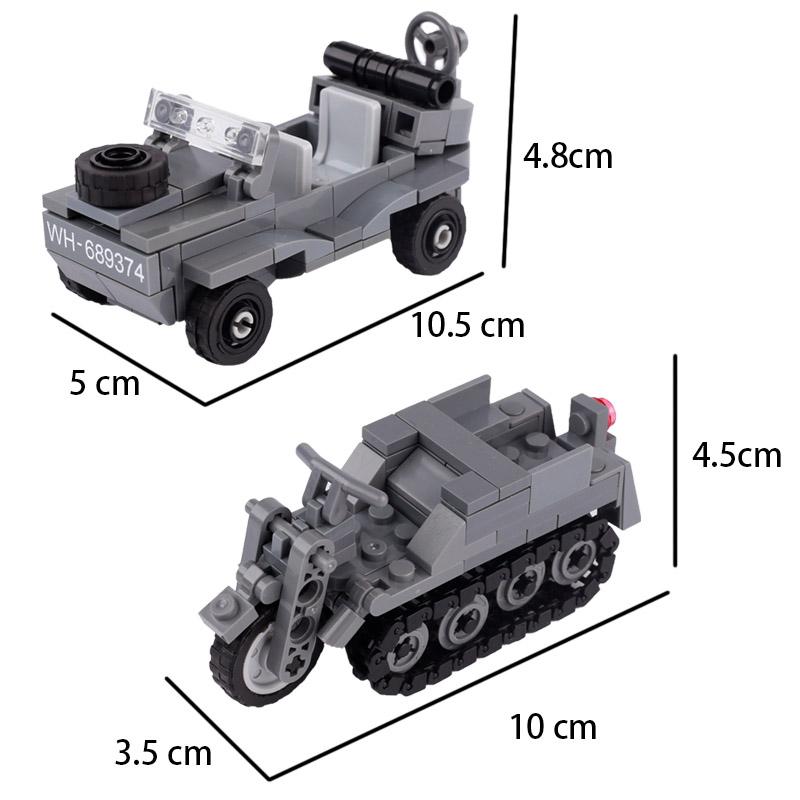 MOC Jucării WW1 WW2 Vehicul Tanc Model Cărămizi de Construit Soldat German SUA Tancuri Tun Anti-tanc Mini Cărămizi Jucării Armată Copii
