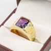 Amethyst Emerald Cut Gemstone With 925 Sterling Gold Plated Ring For Men's #B722 JL375692767213
