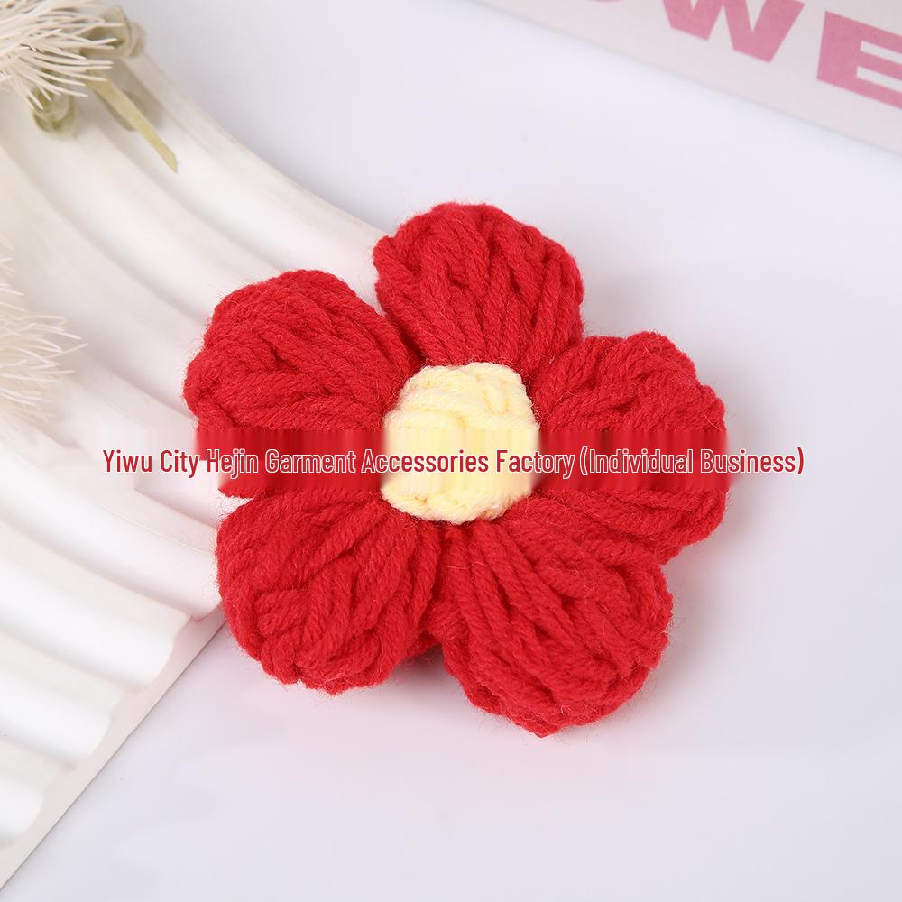 Fermaglio per capelli a fiore imbottito a blocchi di colore, uncinetto a mano, stile coreano