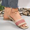 Lucyever 2024 Summer Flat Heel Slippers Women Square Toe Soft Bottom Slides Shoes Woman Outdoor Beach Flip Flops Female Sandals