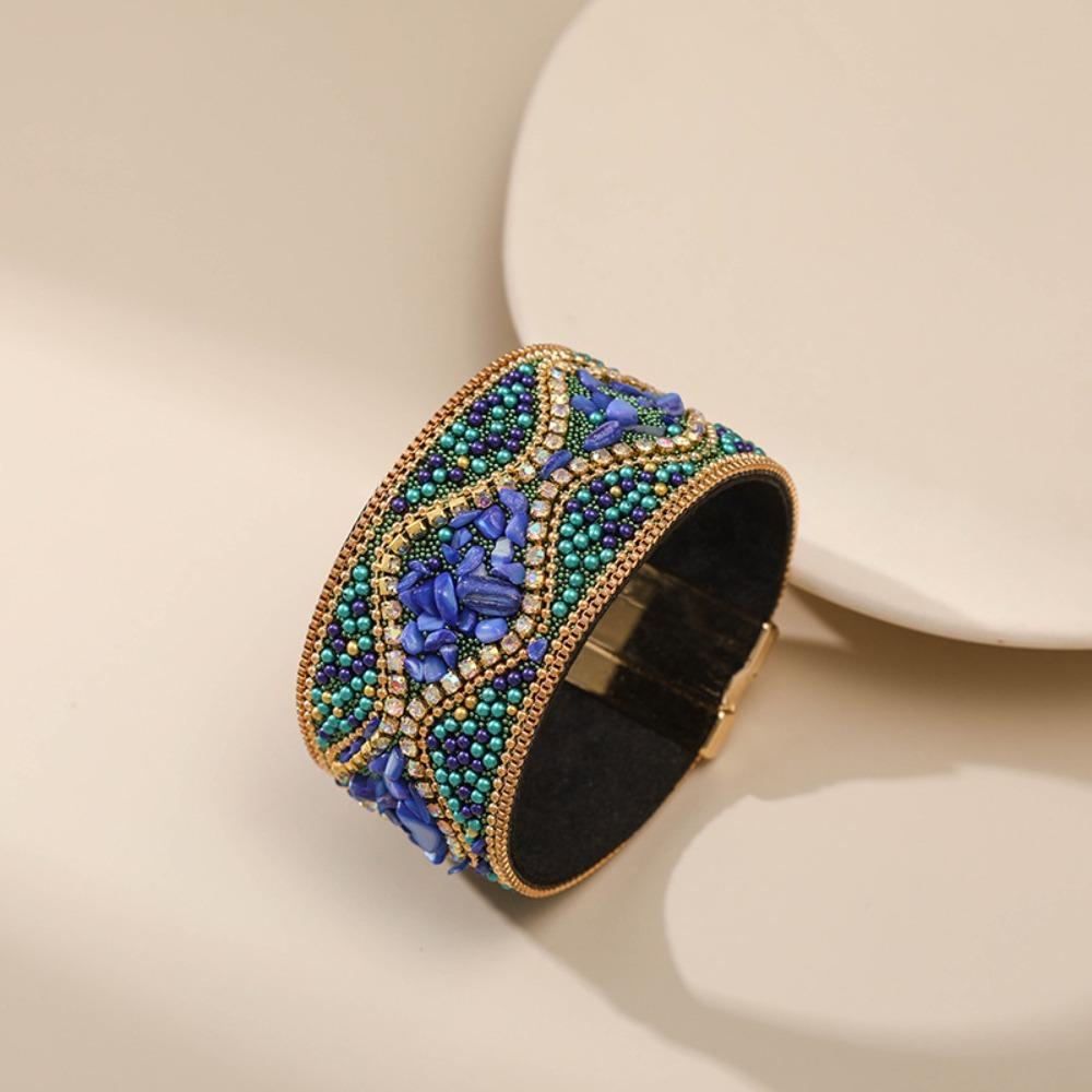 Magnetic Closure Rhinestone Bracelet Turquoise Color Charm Bracelet Women Ladies