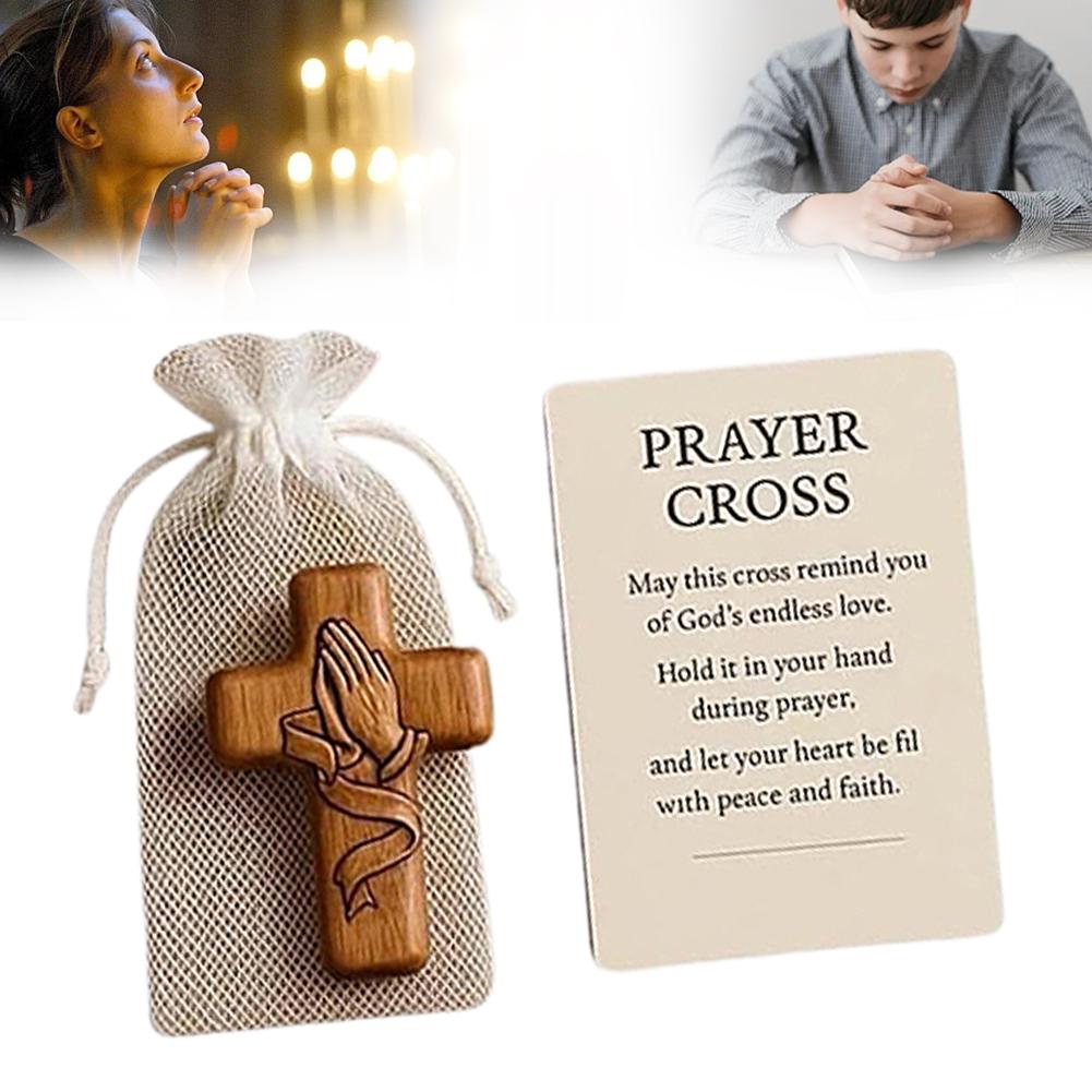 1/2/3Pcs Prayer Hands Cross: A Pocket-Sized Sanctuary Handheld Heart Carry In To Pocket Supp Natural With Emotional Resin C X9G7