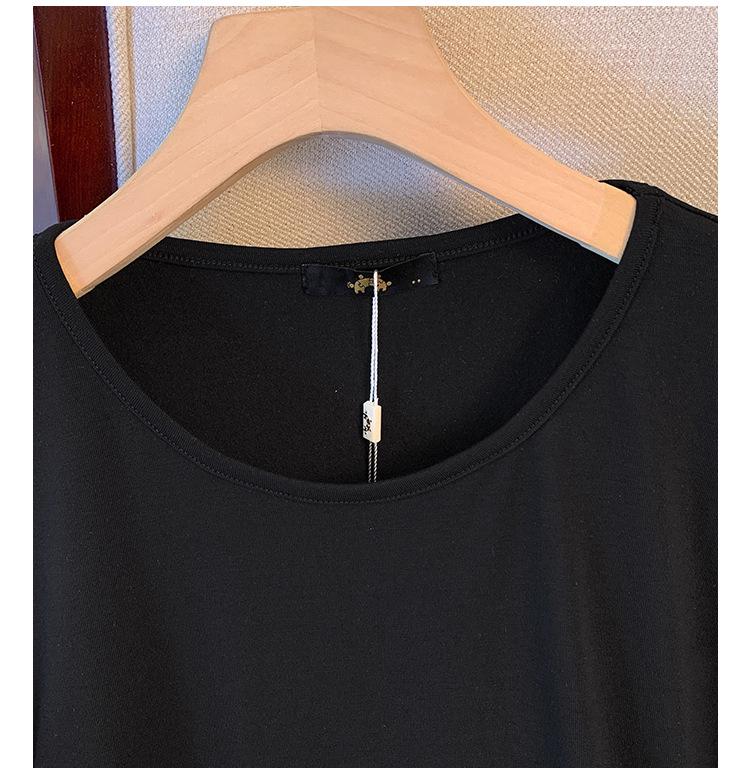 Deformation Strategy Plus Size Women's Loose Solid Color Slimming T-shirt - Short Sleeve Spring/Summer Top
