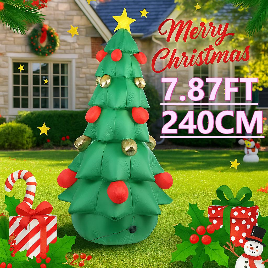 7.87FT With LED Light Xmas Inflatable Xmas Tree Toy Yard Lawn Party Decoration Christmas Home Supplies Ornaments Holiday Gifts