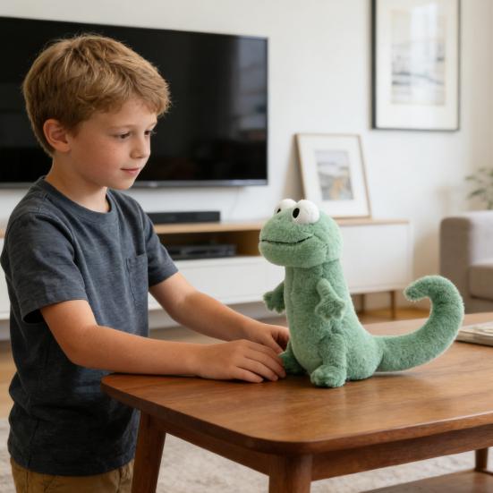 Realistic Lizard Plush Toy Soft Cuddly Stuffed Animal with Big White Eyes & Friendly Expression Cute Desk Decor Gift for Kids Collectors