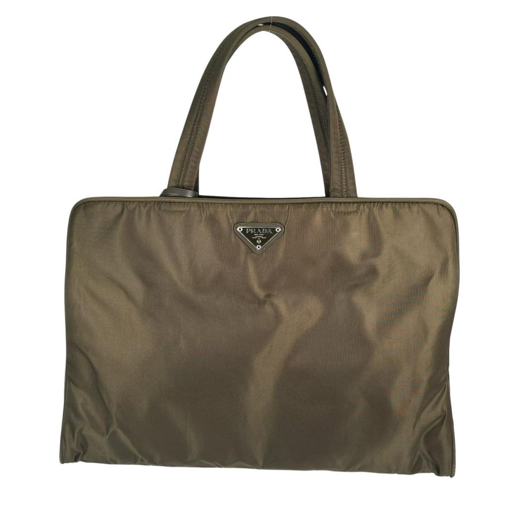 Prada Triangular Logo Handbag Khaki Women Used
