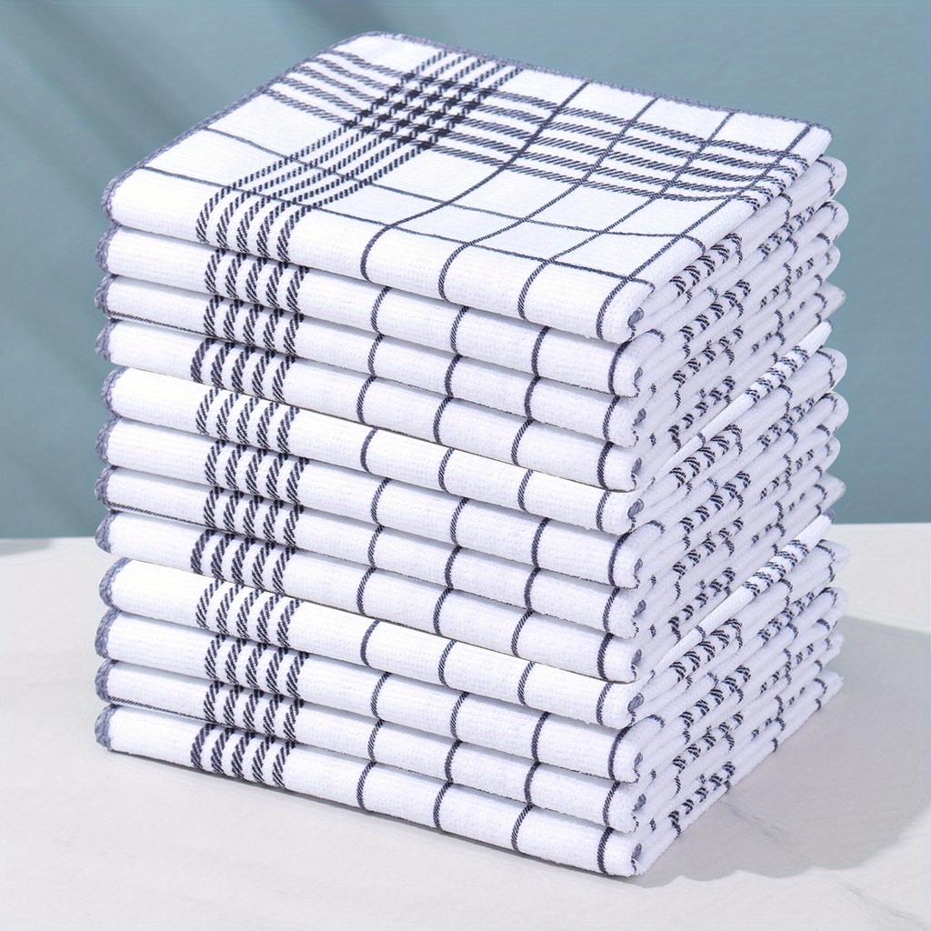 6PCS Cotton Kitchen Tea Towels Absorbent Lint Free Catering Restaurant Cloth Dish Towels Cleaning Cloth Kitchen Cleaning Towel