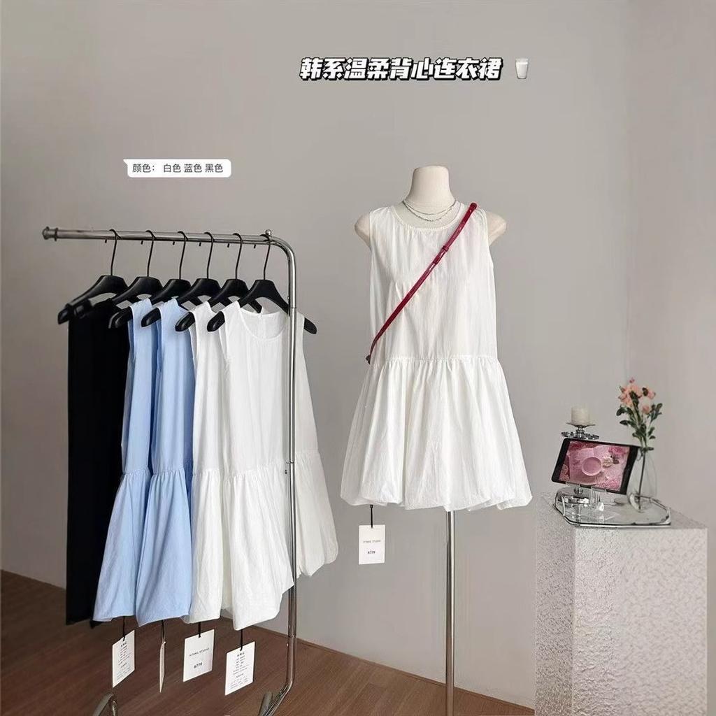 Jin Fat Gentle Temperament Sleeveless Vest Dress Women's Thin Design Fluffy Bud Short Skirt