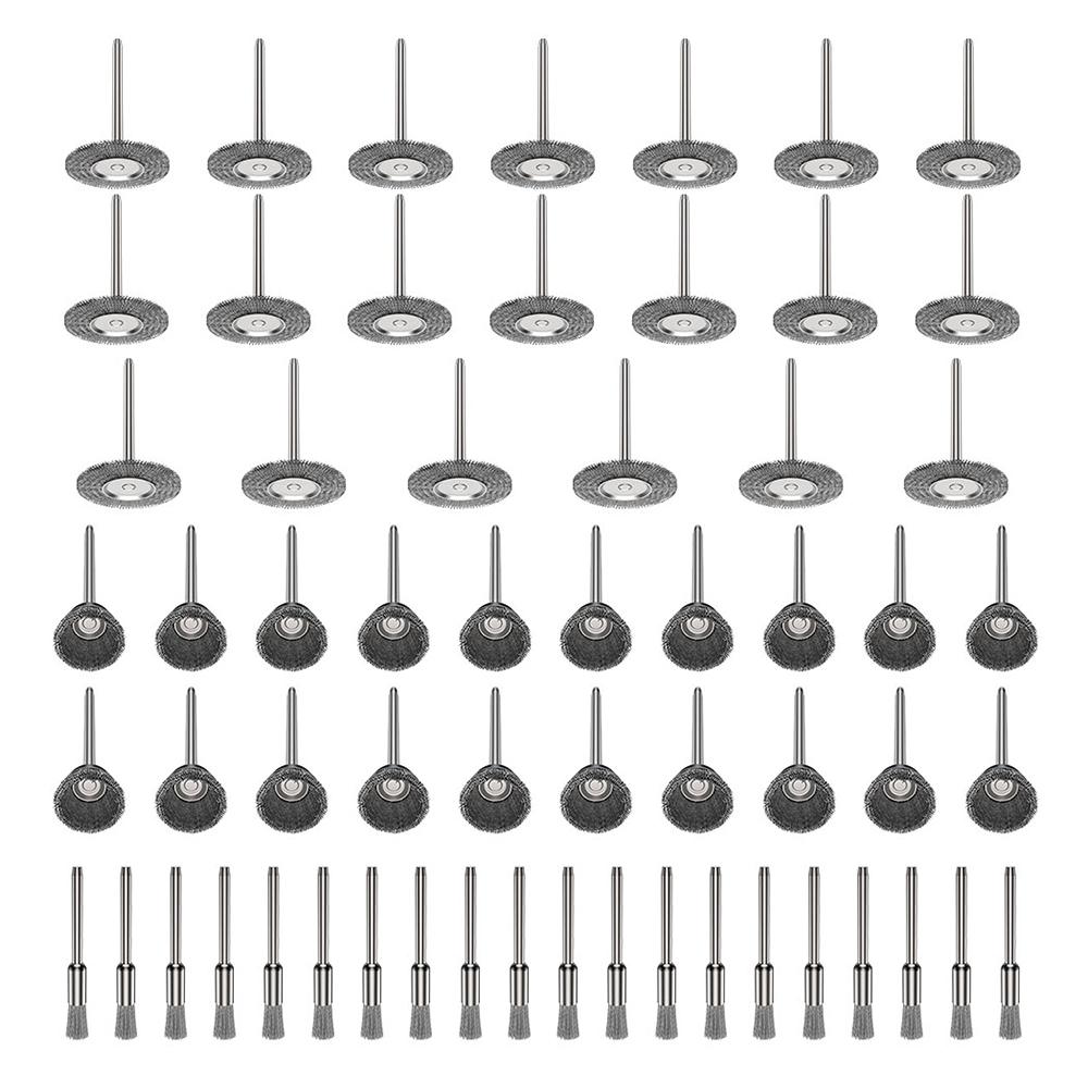 60Pcs Wire Brush Stainless Steel Crimped Wire Wheel Multiple Size Wire Drill Brush Cleaning Deburring Tool Hand Drill Accessorie