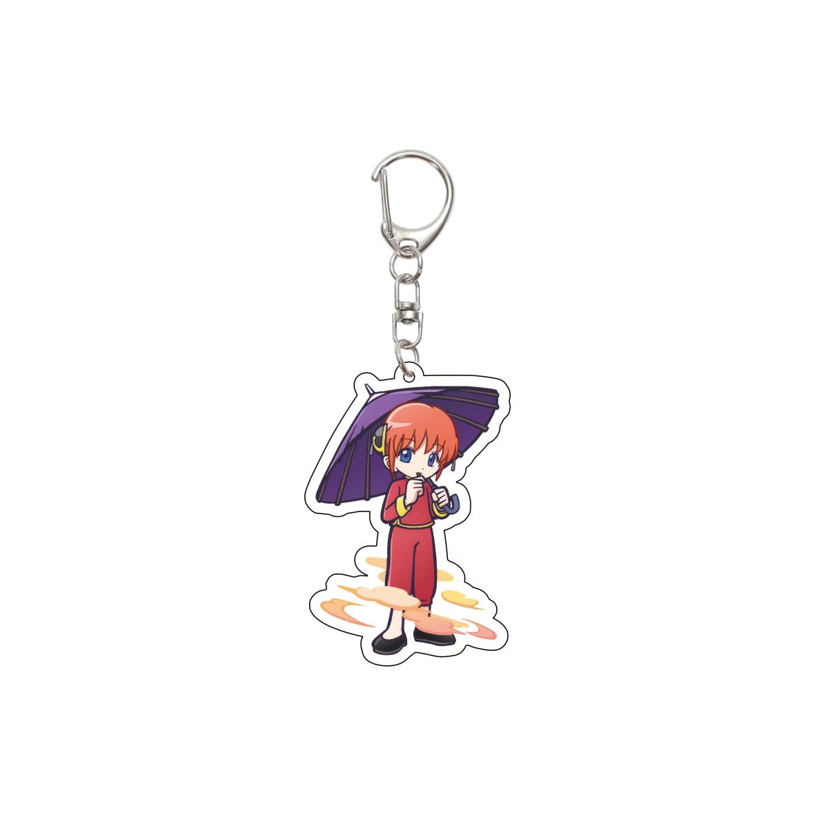 

55MM Anime GINTAMA Keychain Sakata Gintoki/Shimura Shinpachi/Kagura Key Chain Acrylic Model Plate Christmas Gifts 55MM