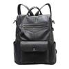 Lederrucksack Damen Schwarz First Layer Rindsleder Damenrucksack Trendy Fashion Vielseitige Weiche Leder Damentasche