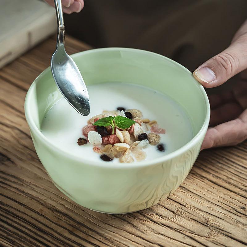 Französische Creme Wind Keramikschale Klein Frisch Zuhause Tägliches Geschirr Einfache Reisschale Hoher Wert Suppenschale Breischale