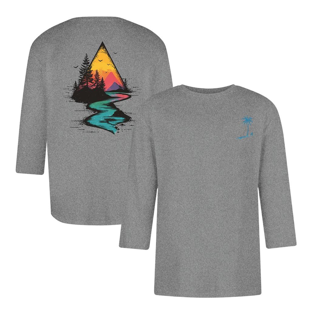 Men's casual and fashionable printed collar three-quarter sleeve top T-shirt