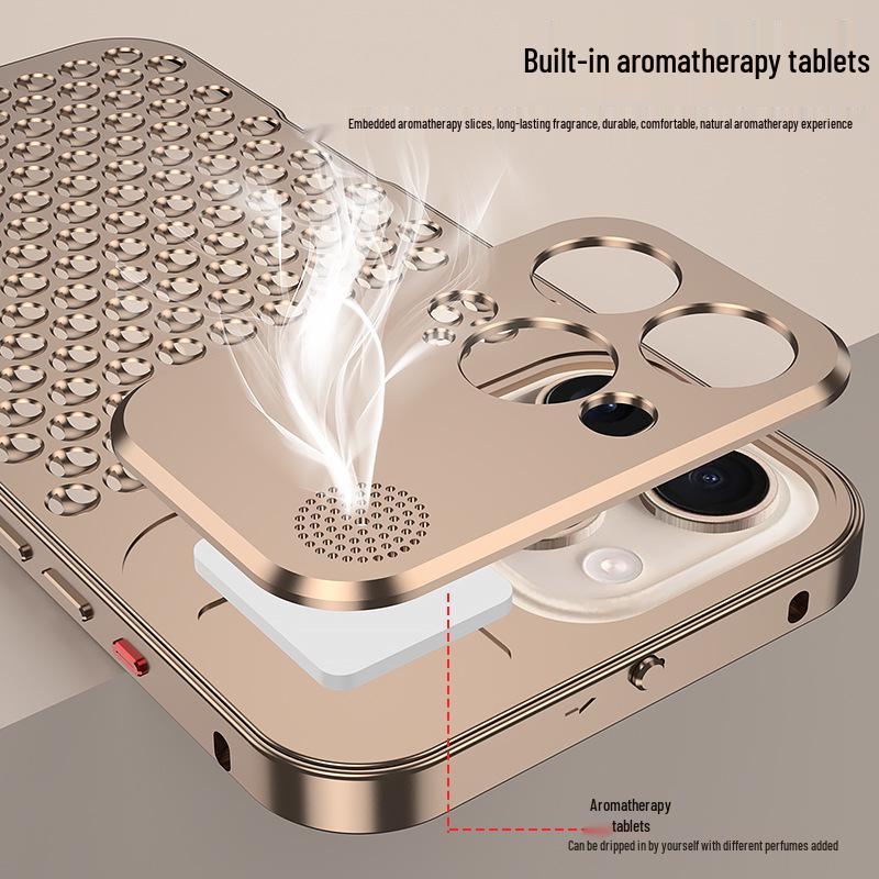 Cross-border Compatible Aroma Cooling Aluminum iPhone Case for 14/15/16/17 Pro Max