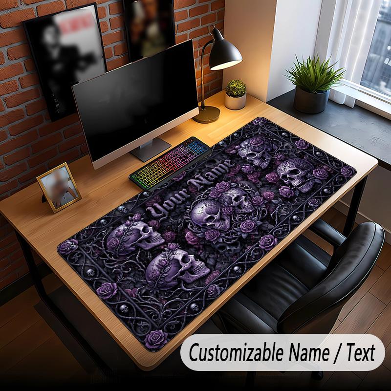 Skull Gothic Theme Custom Mouse Pad Personalized With Name Text Customized Desk Mat For Office Home Decor