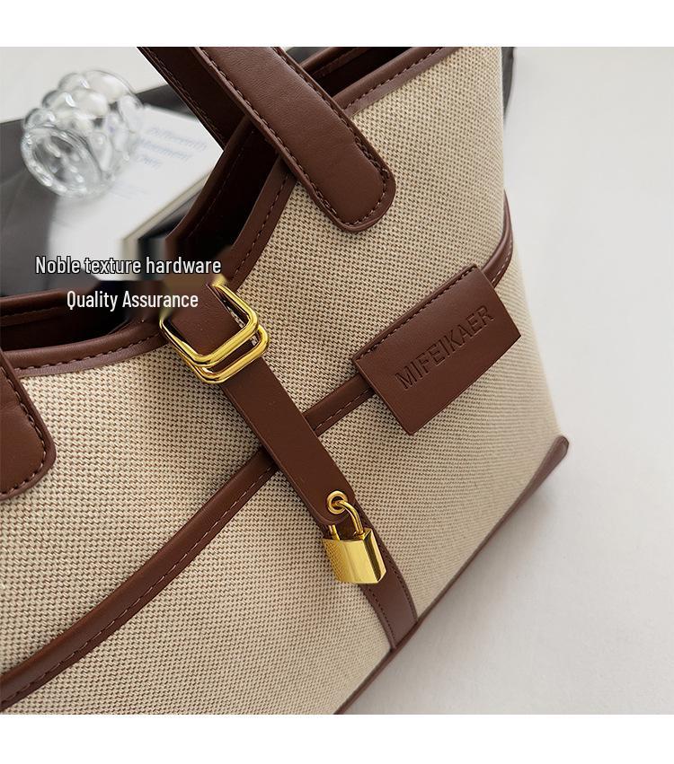 2025 Farbblock-Canvas-Tragetasche: Stilvolle, modische Umhängetasche mit großer Kapazität