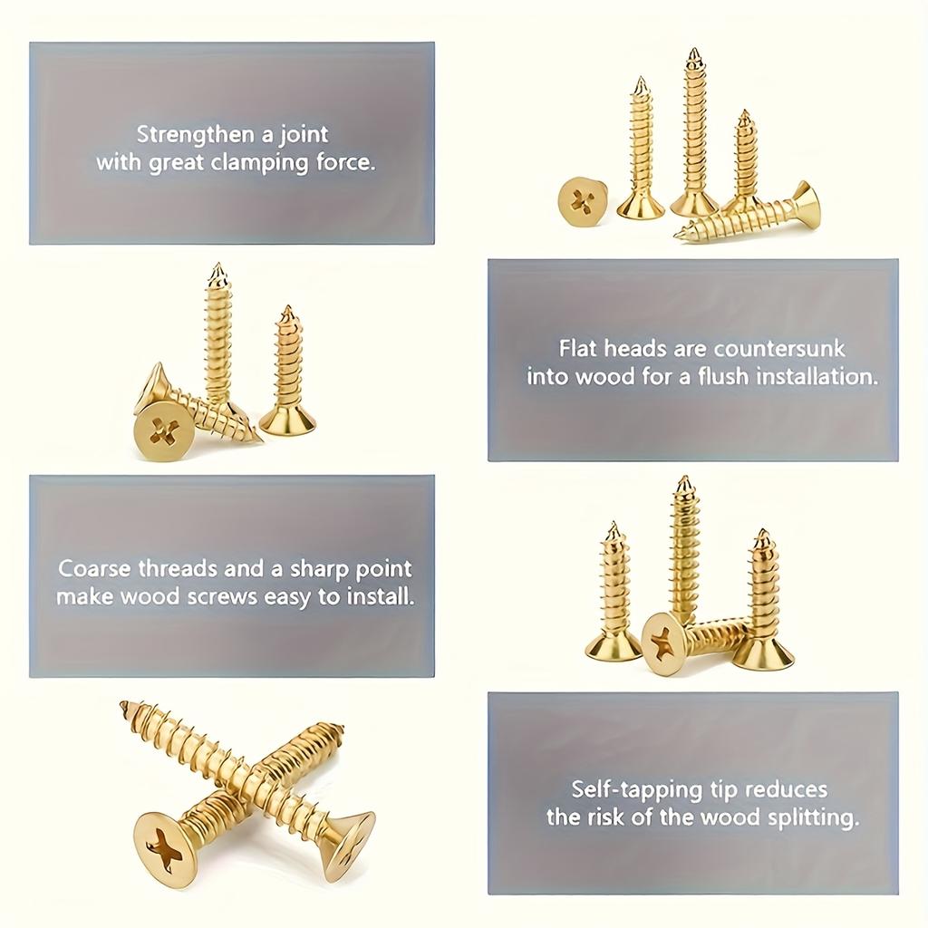 1200 Stück Kleine Scharnier Holzschrauben M2 M2.5 Winzige Flachkopfschrauben Sortiment 5mm 6mm 7mm 8mm 10mm Mikro Messing Selbstschneidende Schrauben Wi