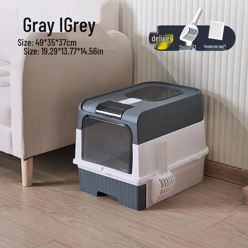Extra-Large Fully Enclosed Cat Litter Box with Drawer and Anti-Splash Design