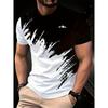 Men's Simple and Fashionable Contrasting Color T-shirt Summer Business Short Sleeved 3D Printed Top Casual Loose Daily Street Wear