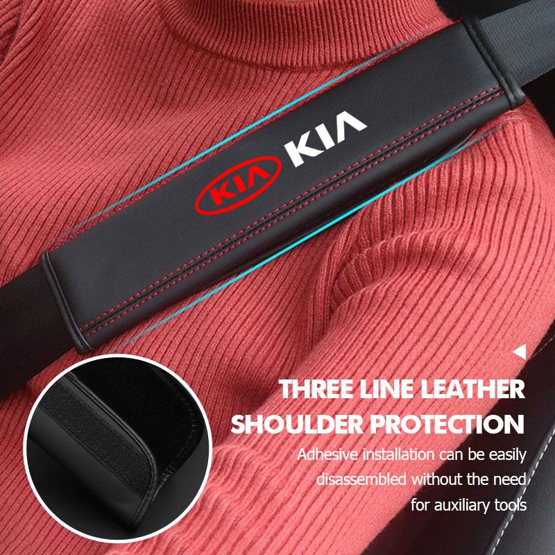 For KIA Car Seat Belt Shoulder Pad Leather Shoulder Pad Accessories Ceed Sportage Rio K5 K2 Optima Cerato Venga Sedona