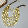 2026 Trend Multi Layer Round Wood Disc Handmade Beaded Statement Necklace Earrings Set For Women Party Jewelry Accessories