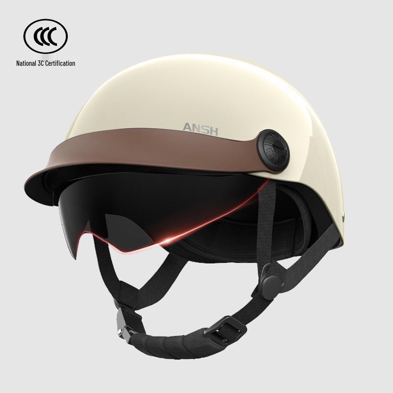 Certified Unisex Electric Vehicle Helmet - Lightweight, Sun-Protective, All-Season Motorcycle Half Helmet for Adults