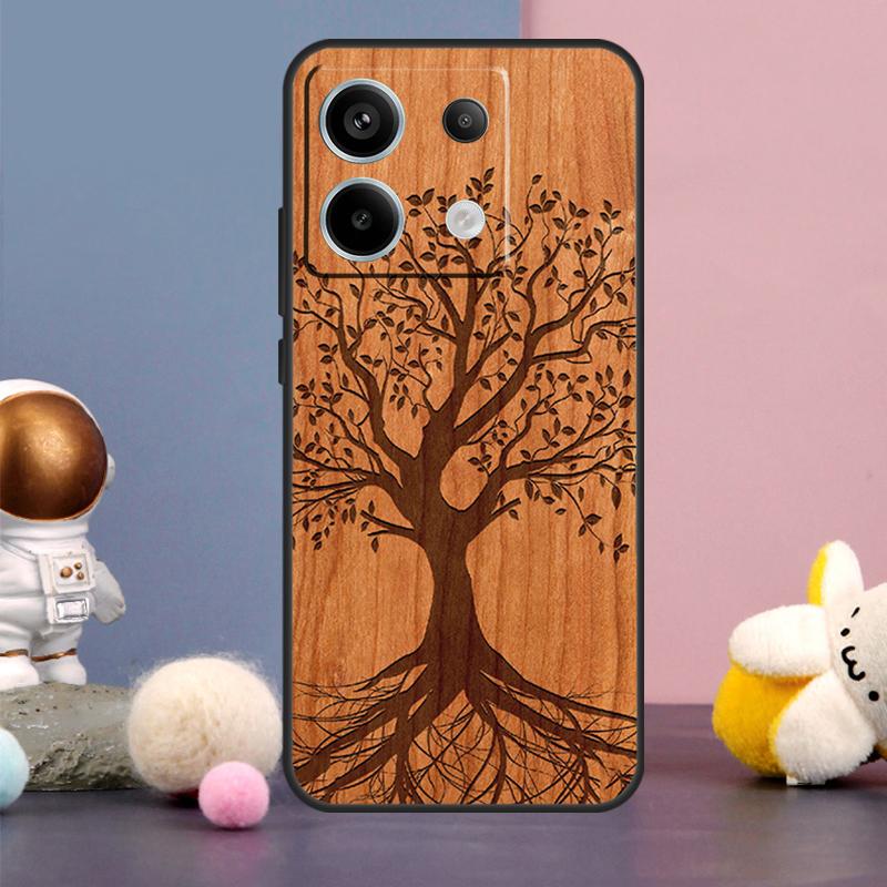

Tree Flower Bamboo Wood Case For Xiaomi Redmi Note 13 9 10 11 12 14 15 Pro Plus Redmi 15 15C 14C 10C 12C 13C Cover Redmi Note 13 4G