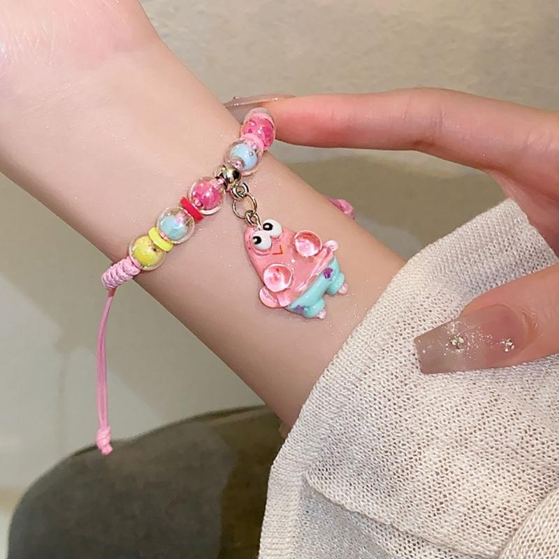 Adjustable Acrylic Cartoon Character Pendant Bracelet Braided Rope Bracelet Jewelry Friendship Bracelets for Girls Women