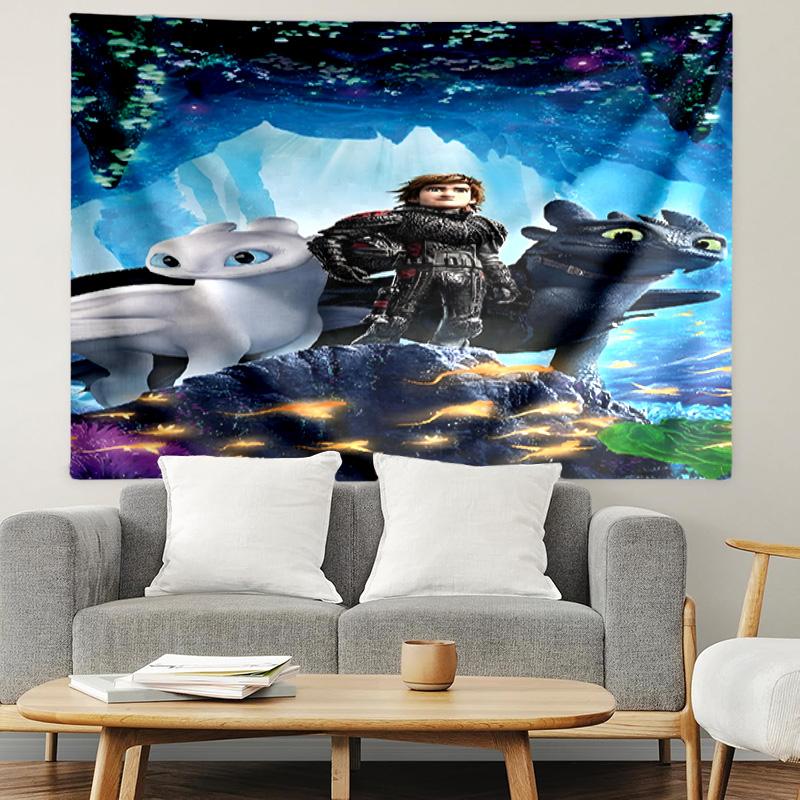 How to Train Your Dragon Print Tapestry, Lightweight Wall Hanging, for Bedroom, Dorm, Living Room, Home Art Decor, Birthday Christmas Gift for Friends