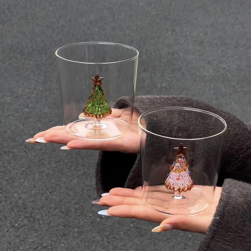 Tazza da Latte in Vetro Creativa 3D Albero di Natale Resistente al Calore