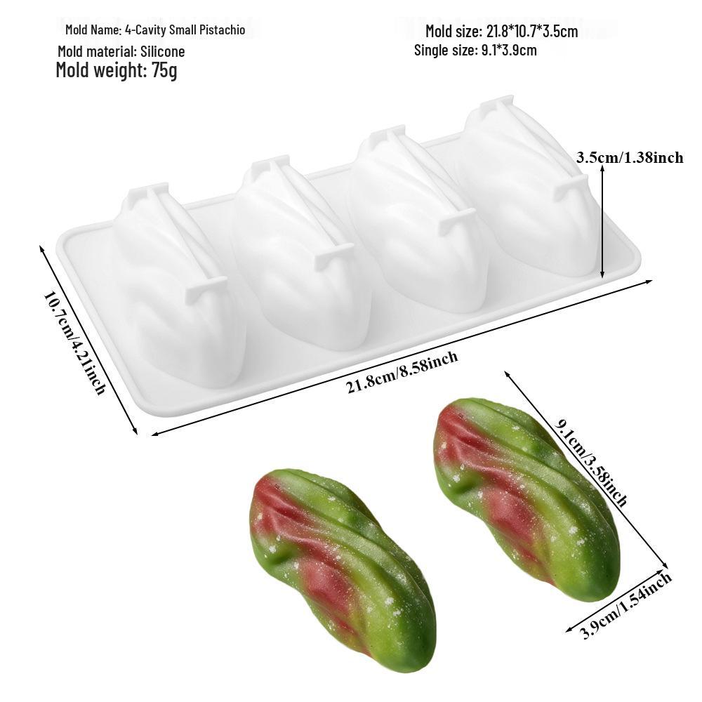 3D Puuviljamousse Silikoonist Koogivormid: Pirn, Õun, Ananass, Virsik, Durian, Vaarikas.