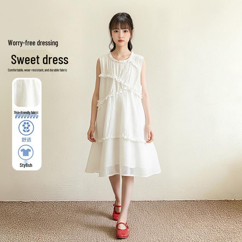 Girl s Summer Sleeveless Ruffle Dress 150