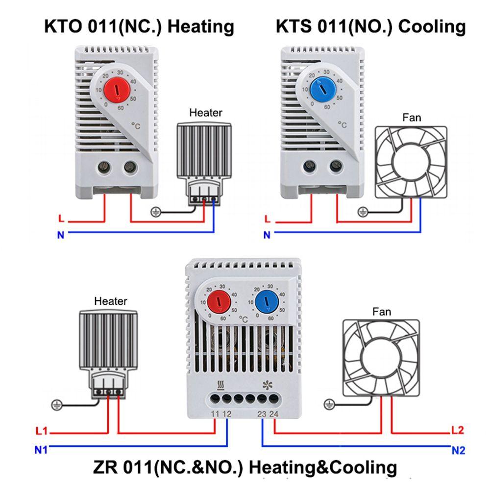 Bimetallic Normal Open Close DIN Rail Temperature Controller Thermostat Switch Thermoregulator