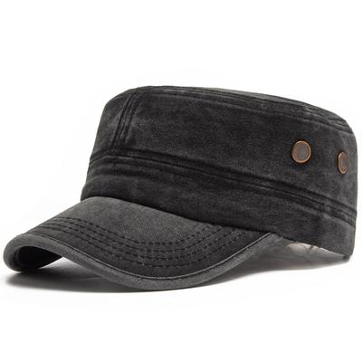 Heren Platte Legerpet Gewassen Katoen Vintage Klep Baseballpet Jacht Militair Petten Casual Outdoor Voor Lente Herfst Verstelbaar