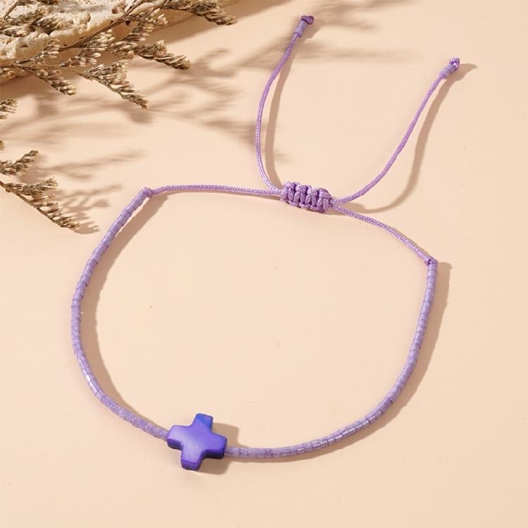 Handcraft Sturdy Beaded Crosses Bracelet With Alloy Charm Adjustable Designs for Trendy Women Bohemian Jewelry