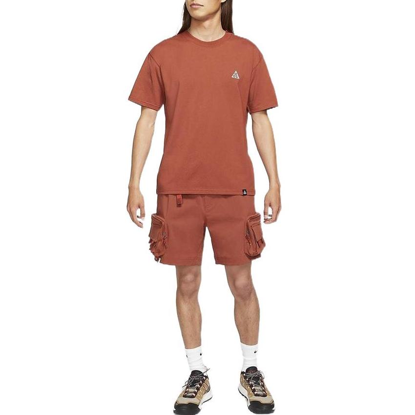 Nike Solid Color Crew Neck Loose Short Sleeve T-Shirt Men Tops Red-Brown DJ3643-670