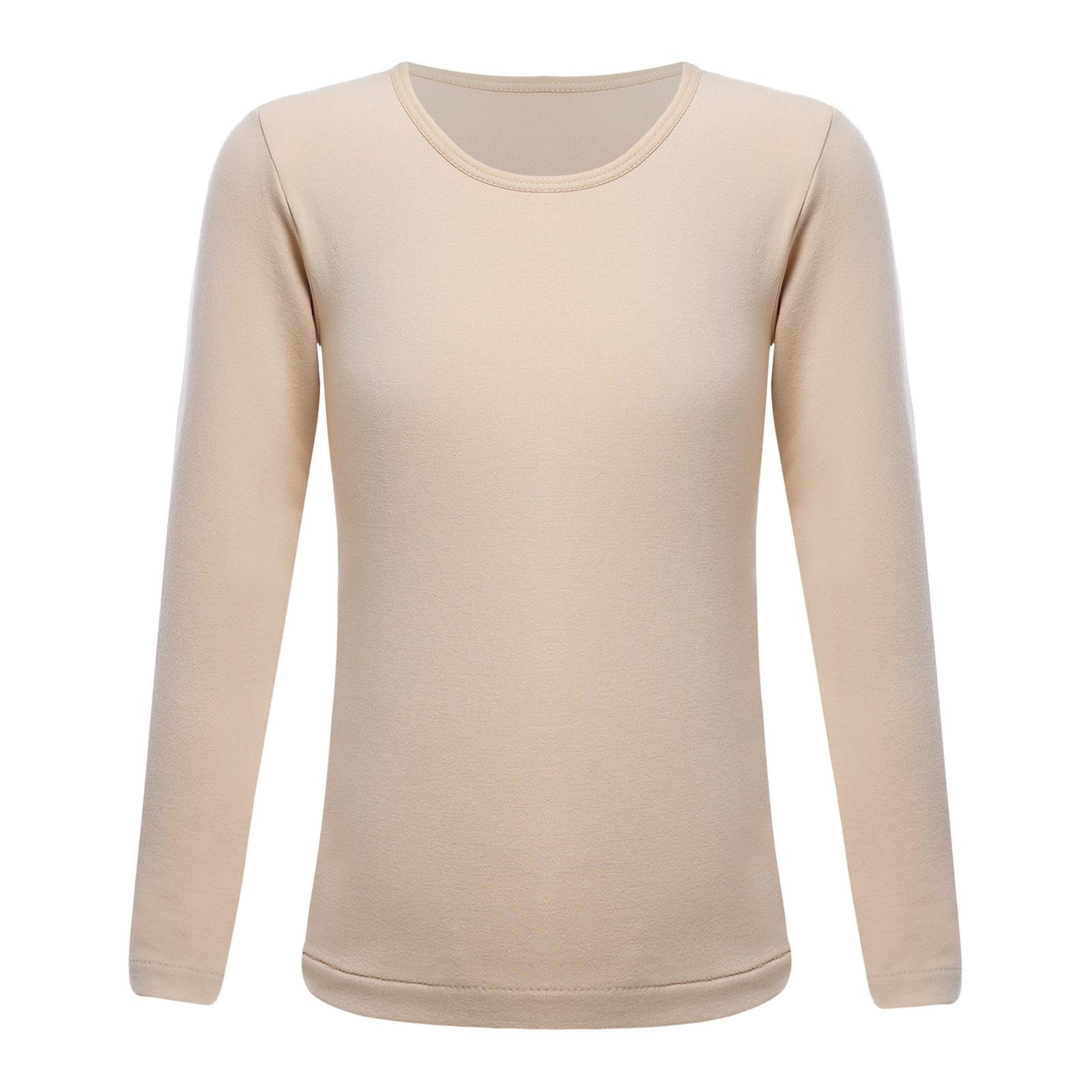 

Осень Зима Пуловеры Рубашка Детская Девочки Термо Лонгслив Эластичная Тонкий Флис Базовая Рубашка 4-6 Years телесный