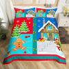 Christmas Gingerbread Man Duvet Cover Set Vintage Wooden Board Queen Bedding Set Polyester Snow Graffiti Pattern Comforter Cover