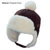 0-2 Years Baby Boys Hat Plush Lining Ear Flap Autumn Winter Infant Thick Warm Plush Ball Cap for Daily Wear