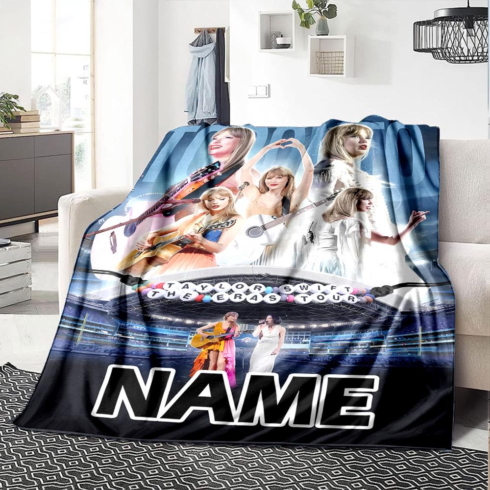 Customizable Singer Taylor Throw Blanket – Personalized Name, All-Season Cozy Snug Blanket, Machine Washable, Personalized Blanket