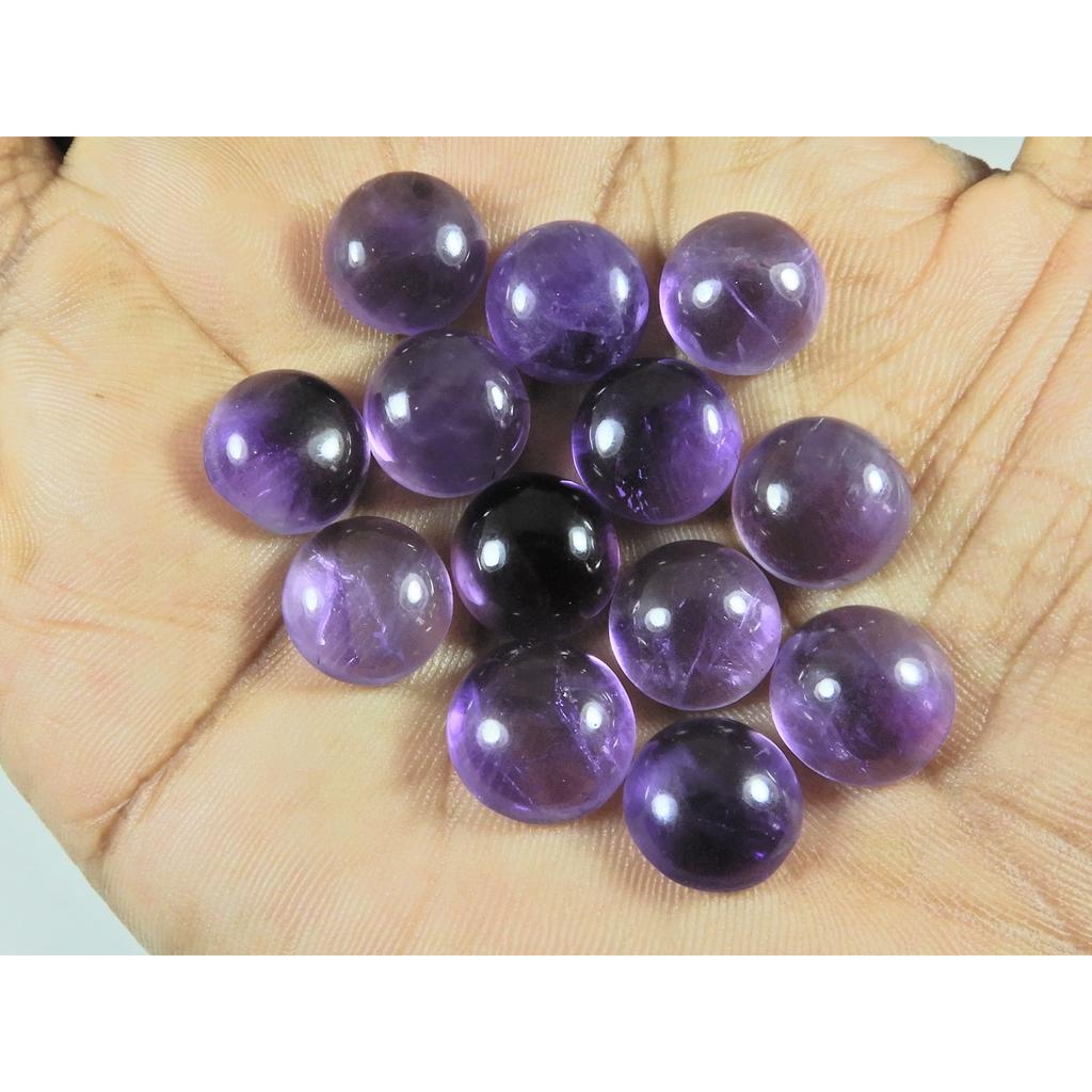 12X12MM Natural Amethyst Round Shape Cabochon Loose Gemstone 13Pcs Lot 85Cts C-3667