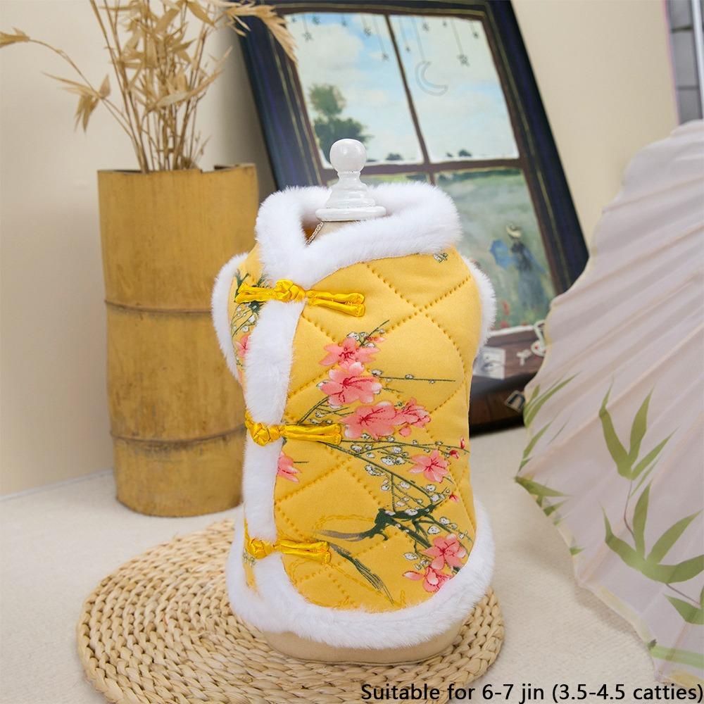 New Warm Pet Dog Tang Suit Small Dogs Chinese Pet Vest Clothes Winter Jacket Dog Costume Outfits Winter Season