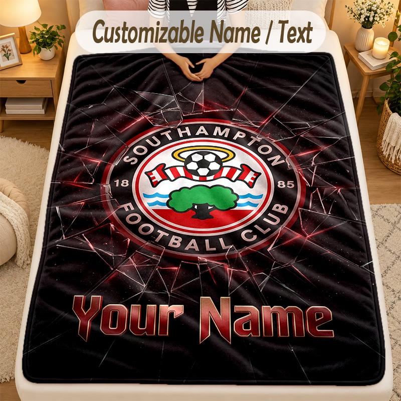 Flannel BlanketSouthampton FC Custom Name Text Personalized Soft Warm Throw Blanket Home Decor Gift