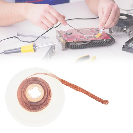 1.5m 1.5/2.0/2.5/3.0/3.5mm Wire High Low Desoldering Temperature Residue Solder Solder Remover Resistant Cord Roll for Cleaning Solder