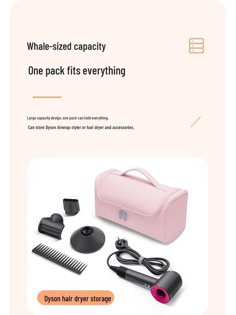 Dyson Hair Dryer & Curling Iron Travel Bag - Portable PU Leather Makeup Storage for Men & Women