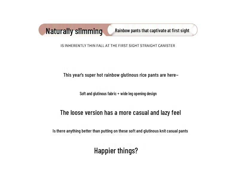 Women's Rainbow Bubble High Waist Fleece-Lined Pants - Autumn Winter 2024, Lazy Style, Drapey, Cotton, 145 Petite