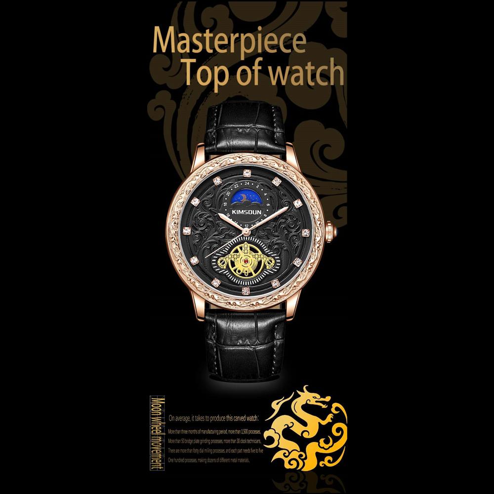 KIMSDUN Watch Men's Top Brand Luxury Clock Carved Month High-end Men's Waterproof Quartz