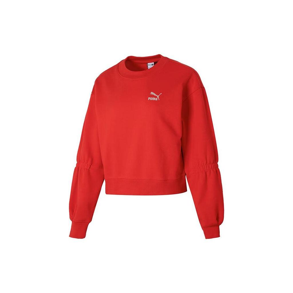 Puma Round Neck Printed Loose Pullover Long Sleeve Sweatshirt Women Sweatshirt Red 625251-11