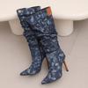 Women's high-heeled boots sexy European and American style pointed-toed thin-heeled large-size cowboy mid-boots